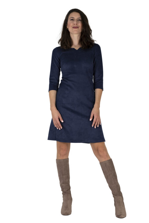 Kleid AUDREY Velour blau