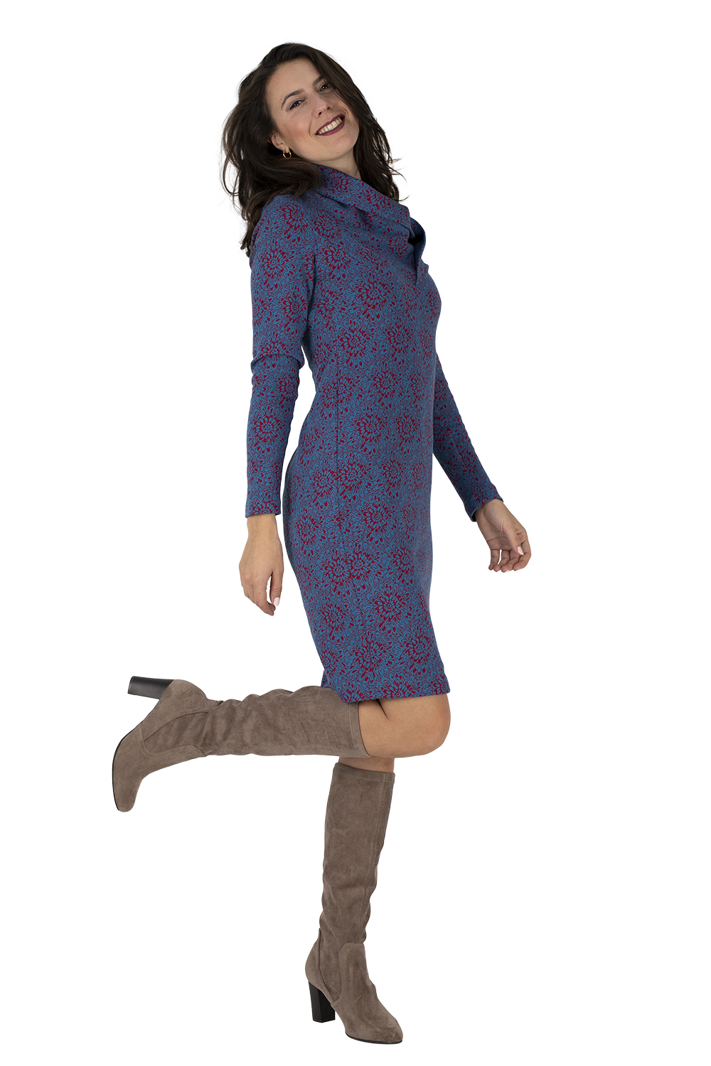 GESA 21 021 01 Kleid Gesa Jaquard blau-rot