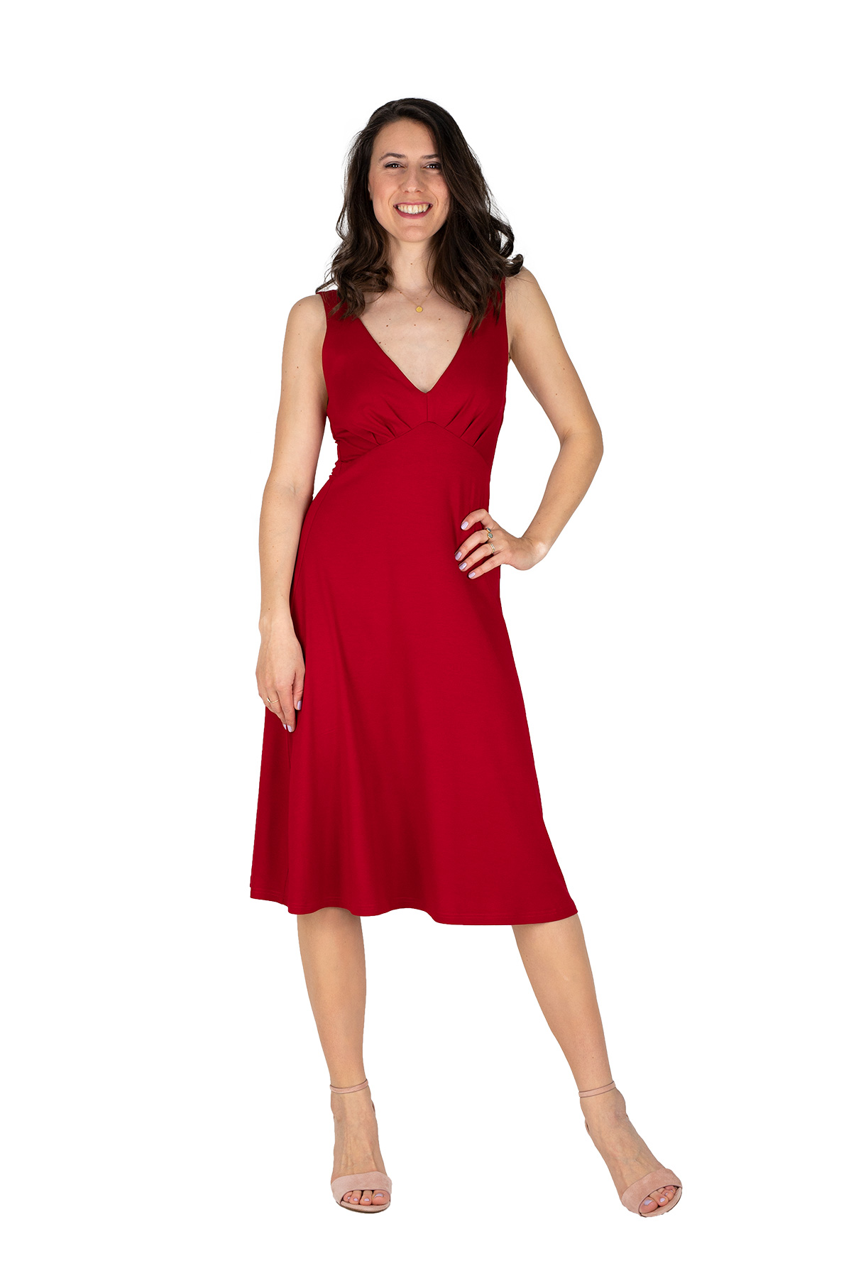 Sylvie_18-037_a schwingendes Sommerkleid Sylvie in rot